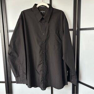 [17.5] George Men’s Classic Black Business Casual Long Sleeve Button Down Shirt